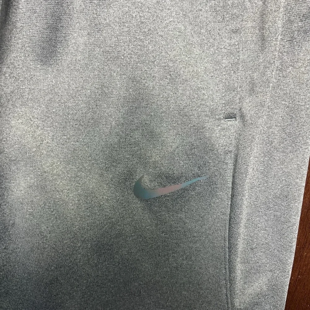 Nike Men's Jogger Large‎ Dri Fit Gym Ankle Zip Holographic Swoosh Zip Padding